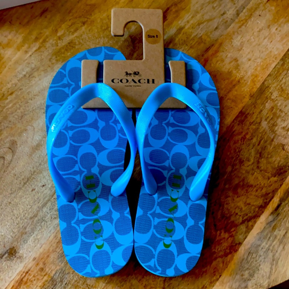 BNWT Coach flip flops size 8 blue